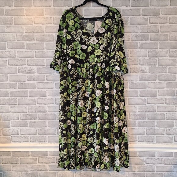 Ellos Dresses & Skirts - Ellos Womens Plus Size Empire V Neck Ruffled Dress 24 NWT Floral Ruffle Sleeve